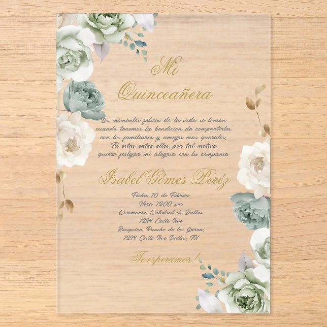 Quinceanera invitation in Spanish Acryleinladungen (Vorderseite)