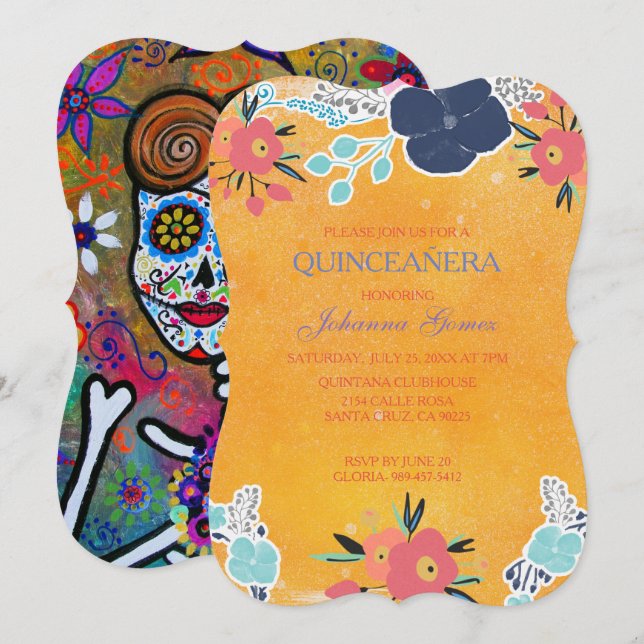 QUINCEAÑERA INVITATION JOUR ROCKABILLEMENT DE LA M (Devant / Derrière)