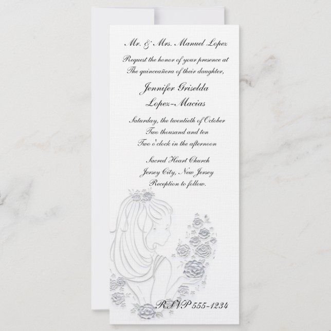 Quinceanera Invitation ou sucré 16 fête d'annivers (Devant)