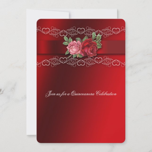 Quinceanera Invitation Roses Roses Roses Roses Ros (Devant)