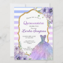 Quinceañera invitation shades of Purple