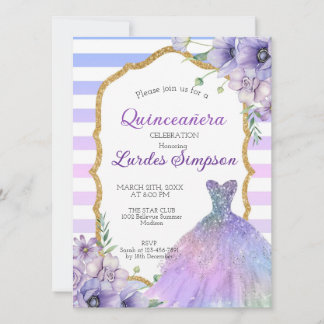  Quinceañera invitation shades of Purple Einladung