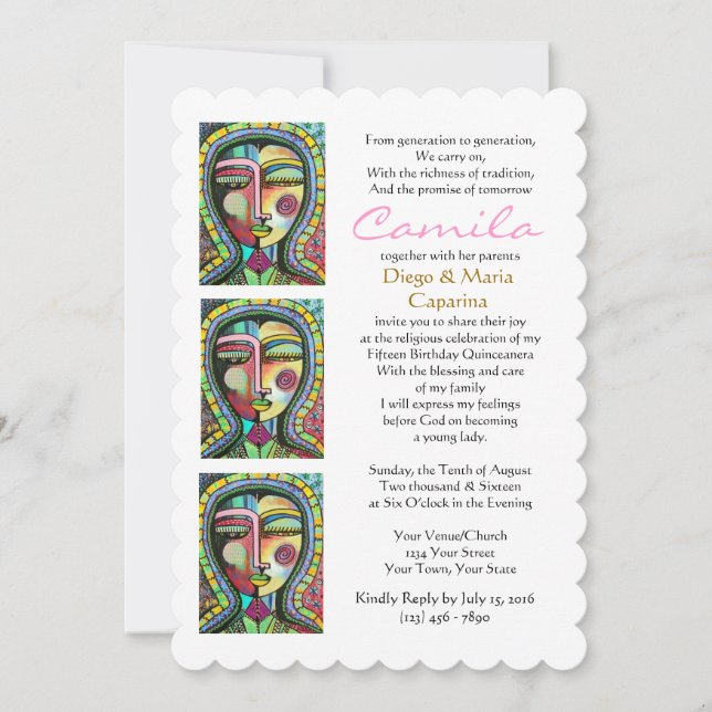 Quinceanera-Jungfrau des Schutzes von Guadalupe Einladung (Vorderseite)