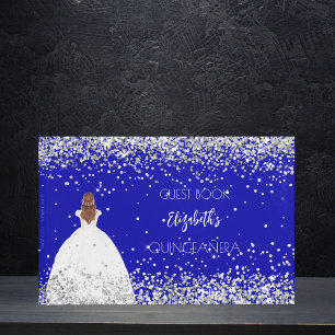 Quinceanera königlich blaues Kleid Konfetti Gästebuch