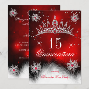 Quinceanera Königlich Roter Schneeflocke 15. Gebur Einladung
