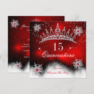 Quinceanera Königlich Roter Schneeflocke 15. Gebur Einladung