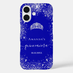 Quinceanera königsblau silber glitzer tiara name iPhone 16 hülle