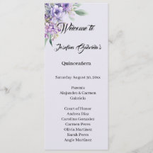 Quinceanera Lavendel doppelseitige Programmkarte 