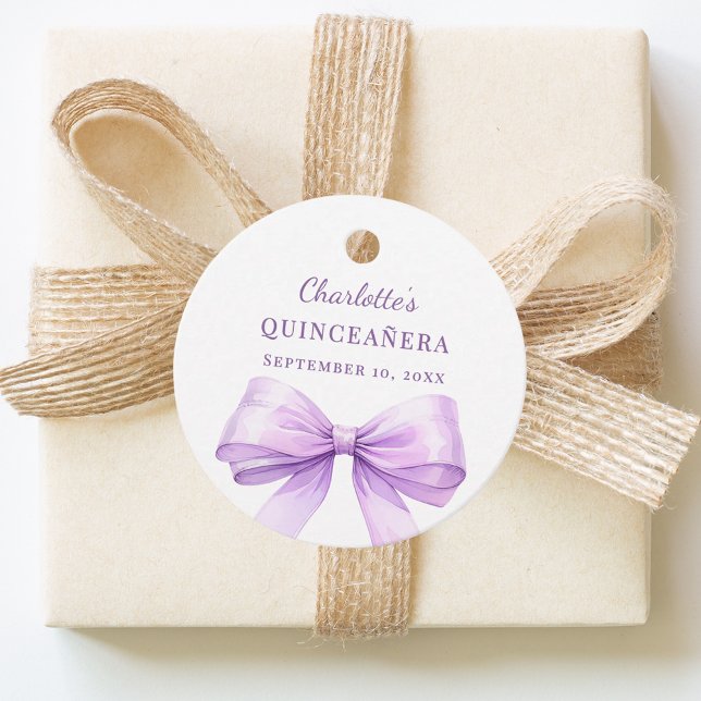 Quinceanera lavender bow DIY write by hand Geschenkanhänger (Von Creator hochgeladen)