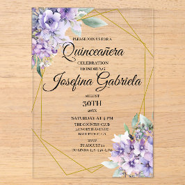 Quinceanera Lavender floral  Acryleinladungen