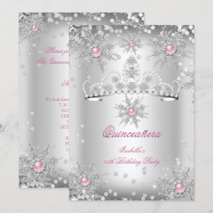 Quinceanera Light Pink Silver Winter Wonderland Einladung