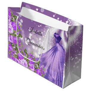 Quinceañera Lila Goa und Blume Große Geschenktüte