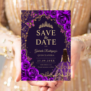 Quinceanera Lila Gold Save The Date