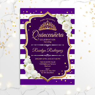 Quinceanera - Lila Gold White Einladung