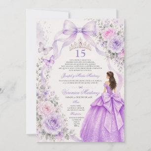 Quinceañera Lila Kleid 15 Jahre Prinzessin Tiara Einladung