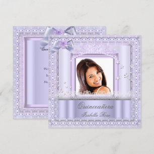 Quinceanera Lila Lace Party Foto Lilac Einladung