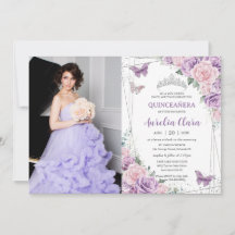 Quinceañera Lila Lilac Pink Flora Schmetterlinge