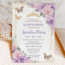 Quinceañera Lila Lilac Pink Flora Schmetterlinge