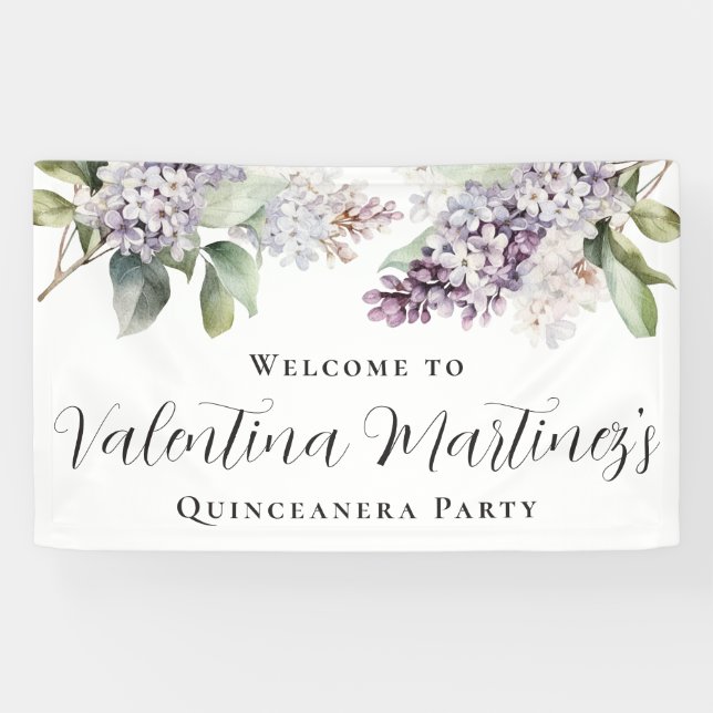 Quinceanera Lila Lilac Spring Blume Willkommen Banner (Horizontal)