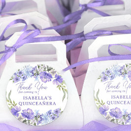 Quinceanera Lila Peri Floral Vielen Dank Runder Aufkleber