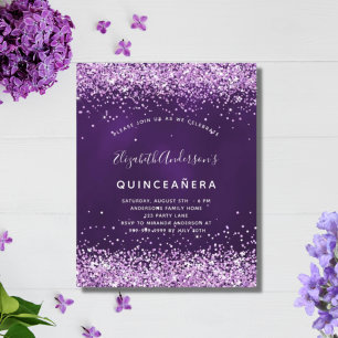 Quinceanera lila rosa Konfetti-Einladung