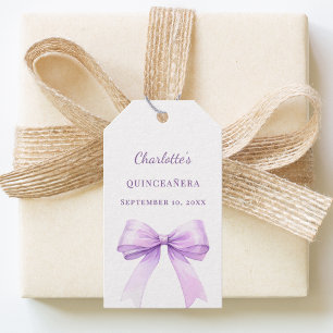 Quinceanera lila Schleife DIY handschriftlich Geschenkanhänger