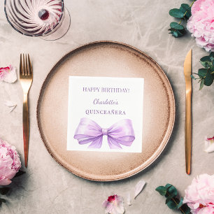 Quinceanera lila Schleife Serviette