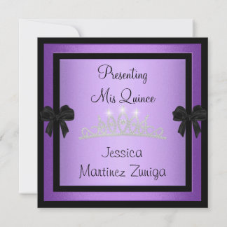 Quinceanera lila schwarzer JuwelTiara formales 1 Einladung