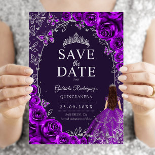 Quinceanera Lila Silber Save The Date