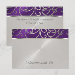 Quinceanera Lila und Silver Filigree Wirbel Einladung