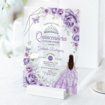 Quinceanera-Lila-Violett-Kleid Floral Silber