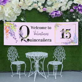 Quinceanera Lila Wisteria Floral Number 15 Banner