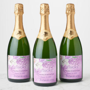 Quinceanera Lilac Étiquette de Champagne Floral Pu