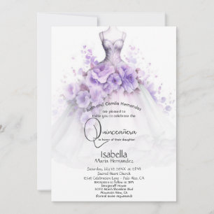 Quinceañera   Lilac Floral Gown Einladung