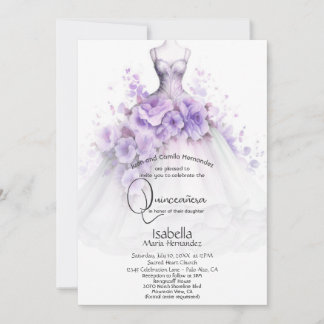 Quinceañera | Lilac Floral Gown Einladung