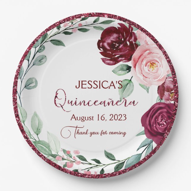 Quinceanera Lilac Lila Blatt Pappteller (Vorderseite)