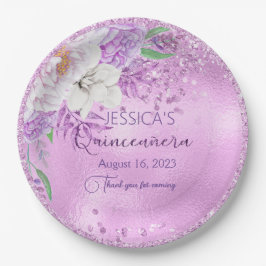 Quinceanera Lilac Lila Blatt Pappteller