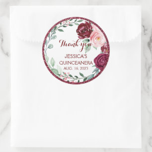 Quinceanera Lilac Lila Floral Round Sticker