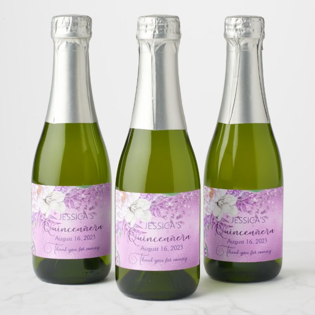 Quinceanera lilac lila Mini-Sparkling Weinkennzeic (Flaschen)