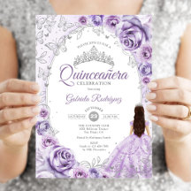 Quinceanera Lilac Lila Silver Floral