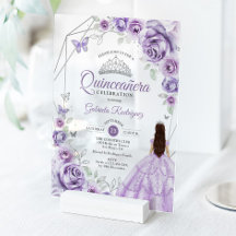 Quinceanera Lilac Purple Dress Floral Silver