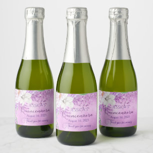 Quinceanera lilas violet mini étiquette à vin mous