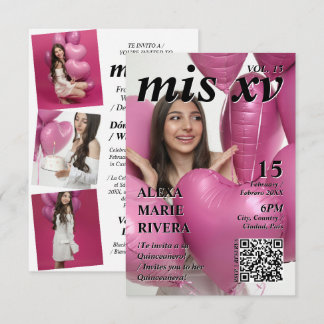 Quinceanera-Magazin Elegantes Modernes Foto-QR-Cod Einladung