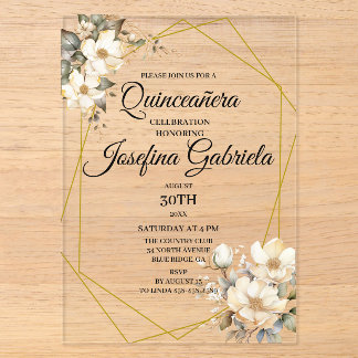 Quinceanera Magnolia Acryleinladungen