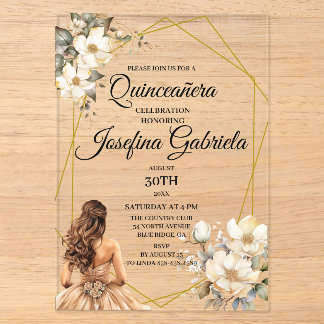 Quinceanera Magnolia Acryleinladungen