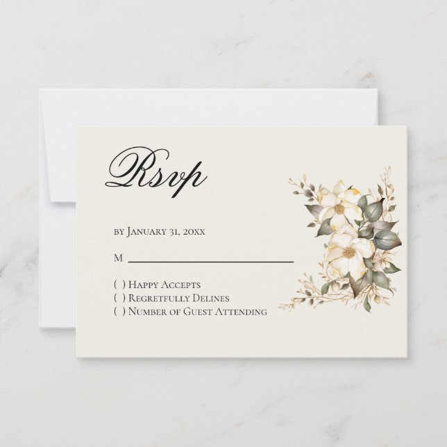 Quinceanera Magnolia Reply RSVP Card Karte (Vorderseite)