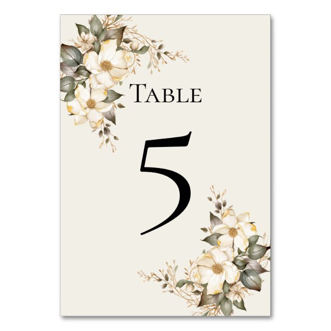 Quinceanera Magnolia Table Number Card Tischnummer (Vorderseite)