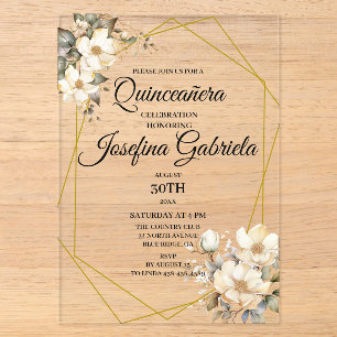 Quinceanera Magnolie Acryleinladungen