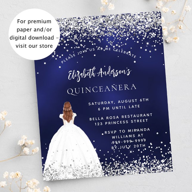 Quinceanera Marineblau-blaues weißes Kleid Einladu (Von Creator hochgeladen)