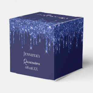 Quinceanera Marineblau Glitzer vielen Dank Geschenkschachtel